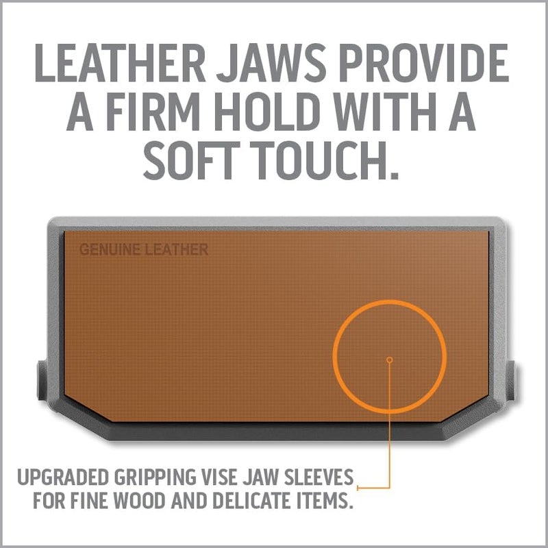 WORK IQ TOOLS Leather Vise Jaws - Reversible Jaws for Fine Wood and Delicate Items - Feature Genuine Leather Side and Multi-Grooved Nylon Side for Secure Vice Grip - Image 3